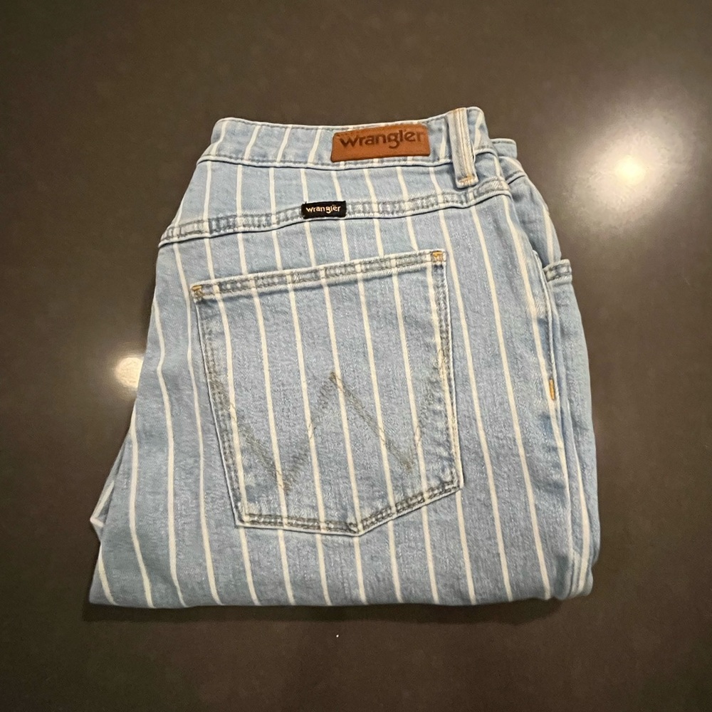 Wrangler Light Blue Striped Ankle Jeans